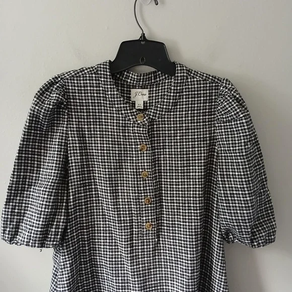 J.Crew Women's Size Xs Small Dress Flannel Checkered Puff Sleeve Pockets Buttons - Picture 2 of 15